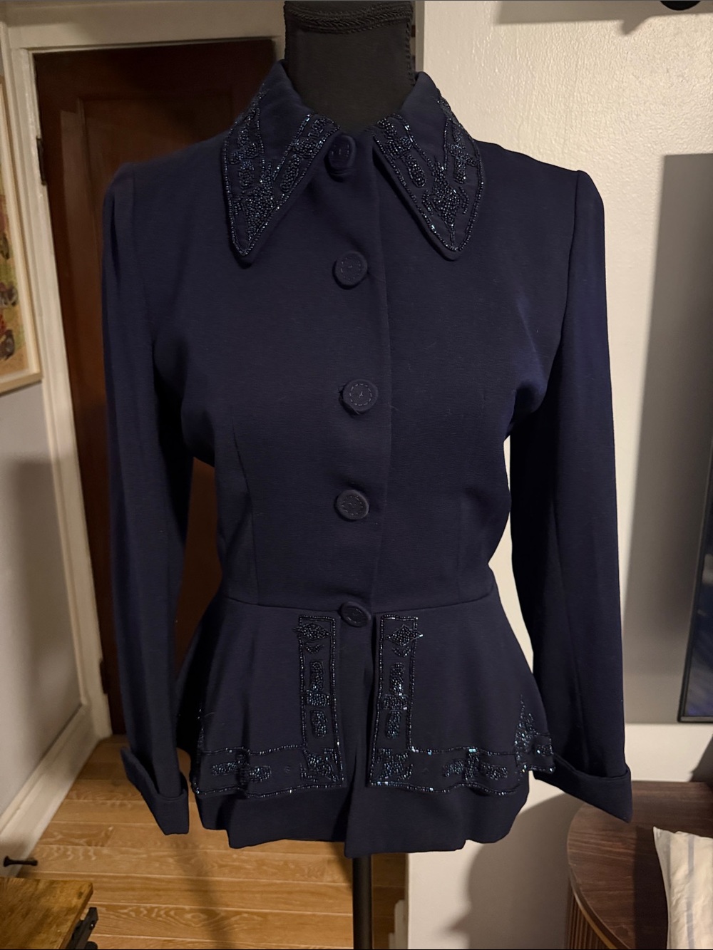 Gorgeous Vintage Beaded Peplum Jacket - Women's Coat
